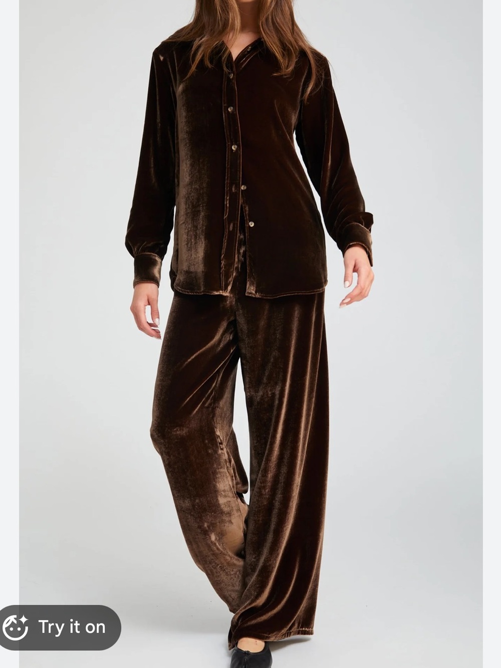 Kathie Lee Collection Brown Velvet Top with Faux Fur Leopard Trim